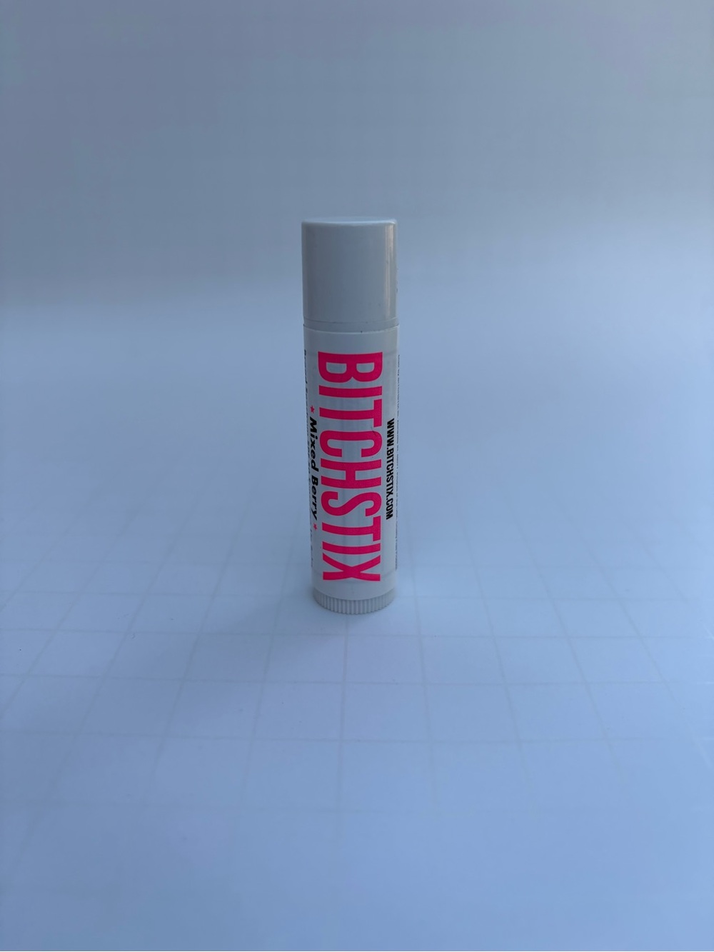Bitchstix Hydrating Lip Balm - White Tube with Neon Pink Logo